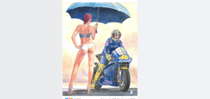 Il grande Milo Manara ha omaggiato Valentino Rossi con uno splendido disegno